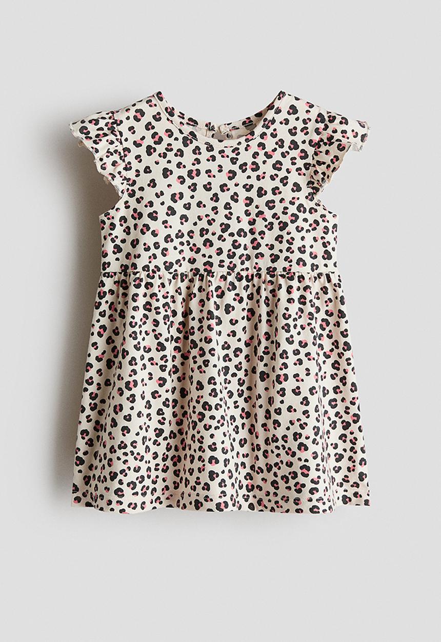 H&M - Cotton dress - light beige/leopard print