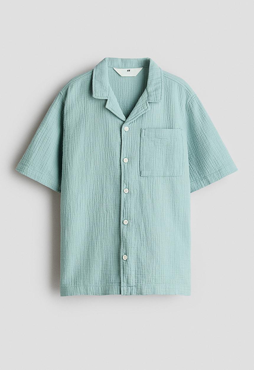 H&M - Muslin resort shirt - light turquoise