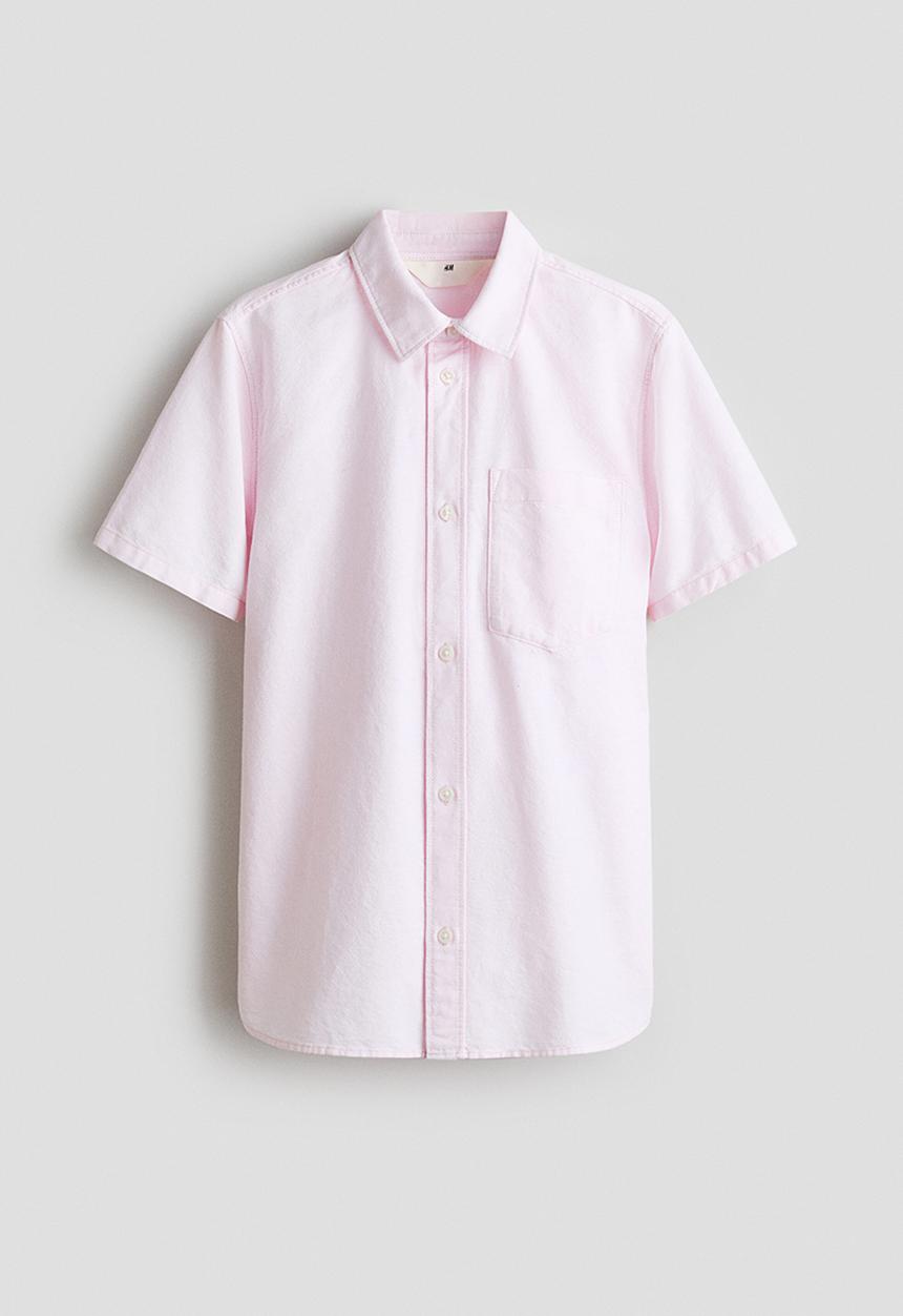 H&M - Short-sleeved cotton shirt - light pink