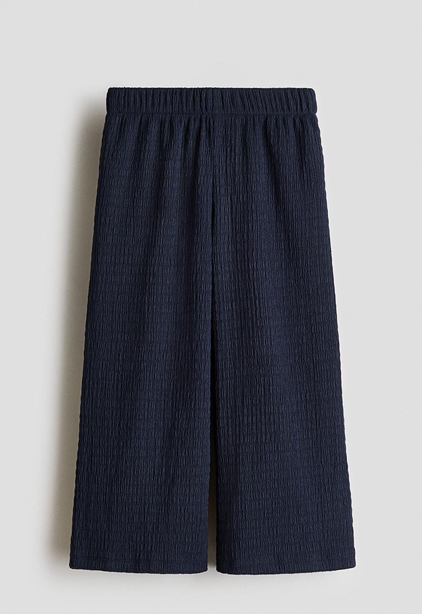 H&M - Wide crinkled trousers - navy blue