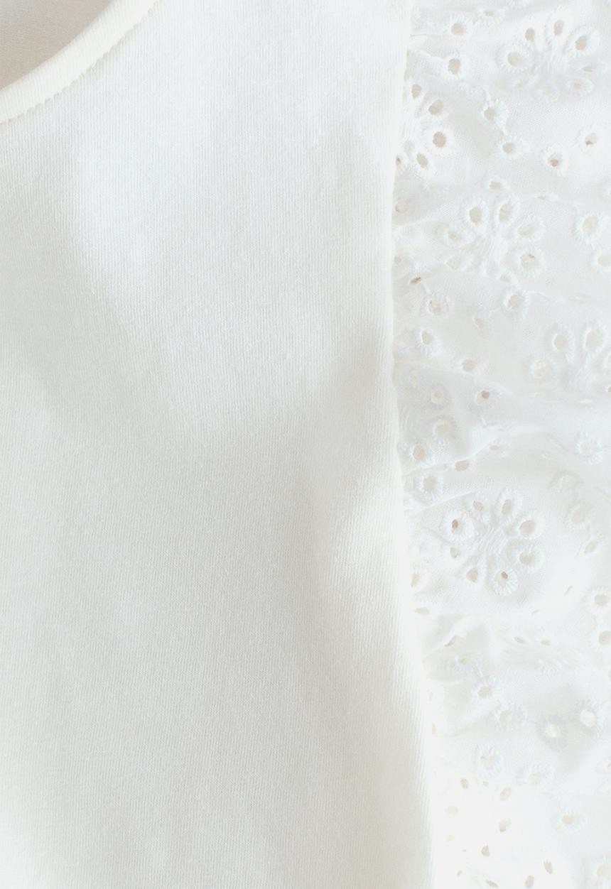 H&M - Flutter-sleeved broderie anglaise top - white