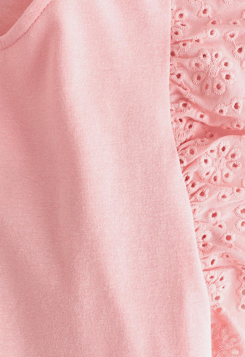 H&M - Flutter-sleeved broderie anglaise top - light pink