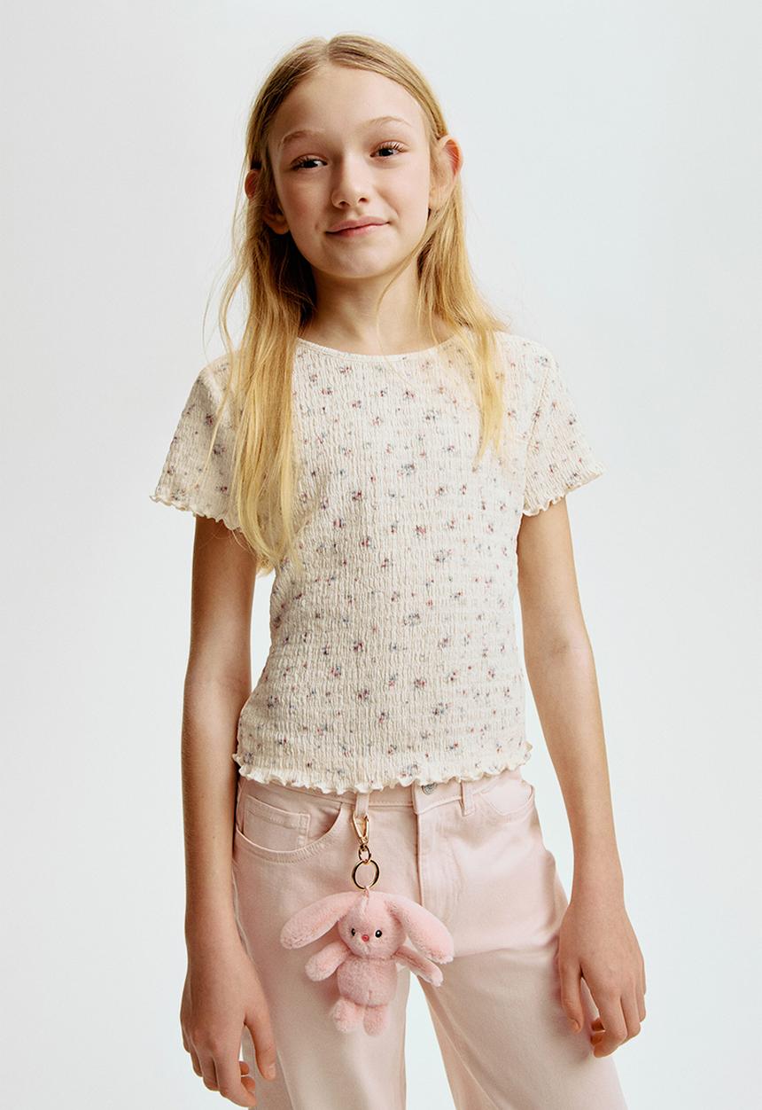 H&M - Smocked top - cream/floral