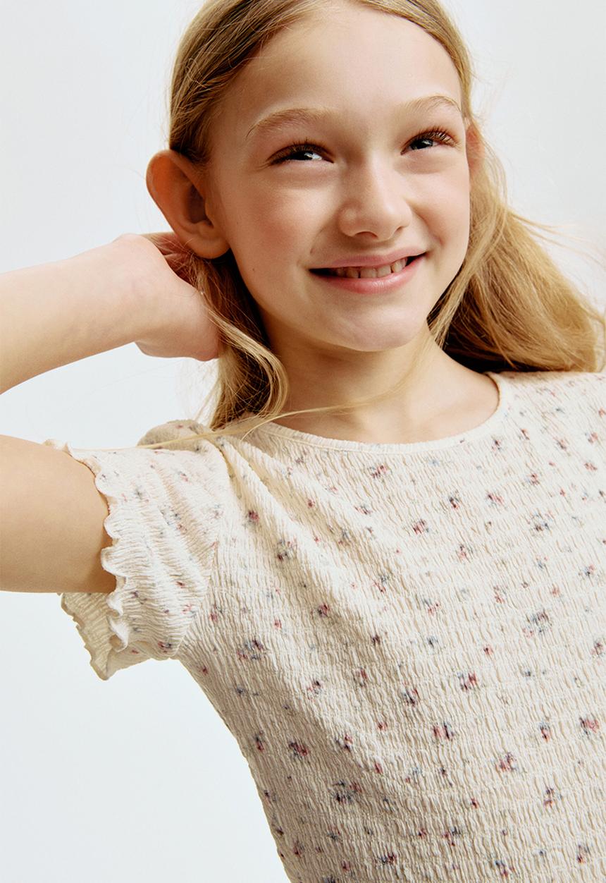 H&M - Smocked top - cream/floral