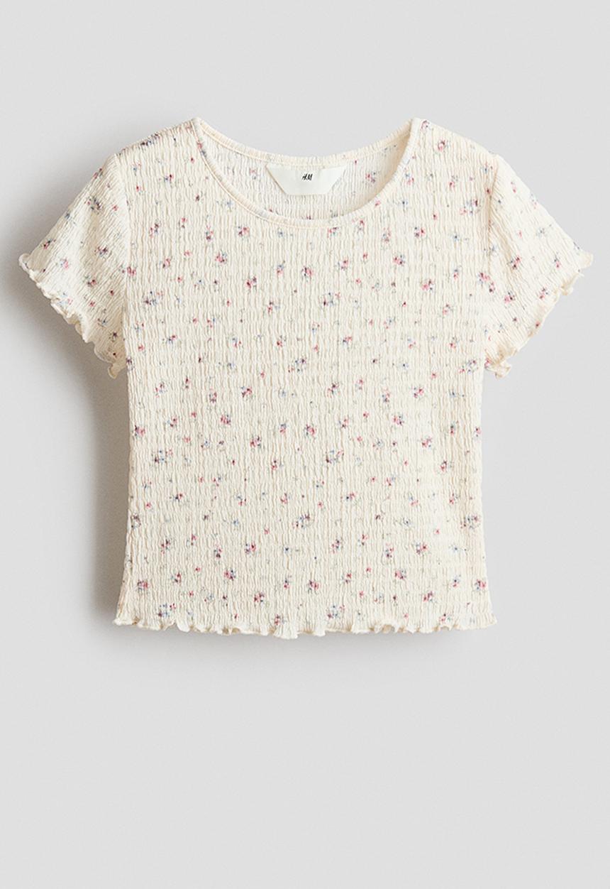 H&M - Smocked top - cream/floral