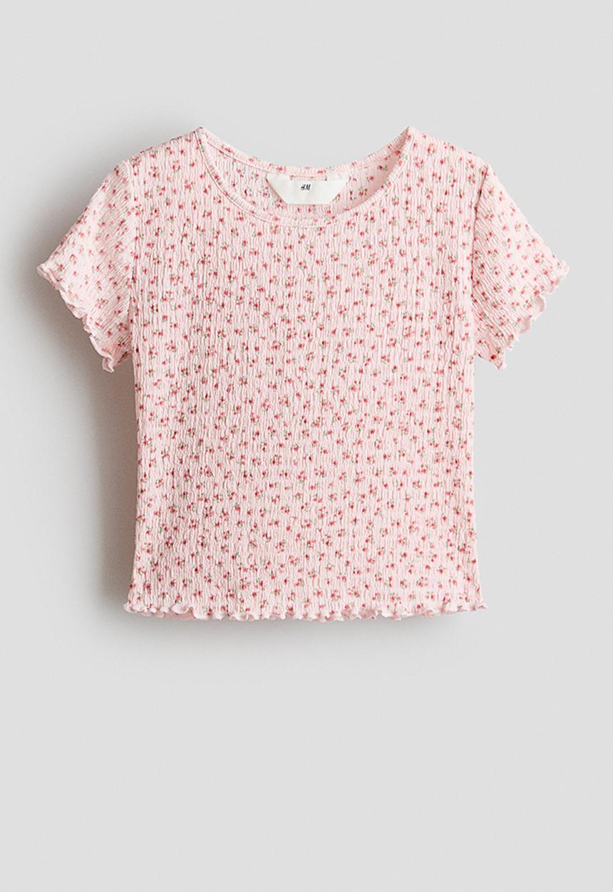H&M - Smocked top - light pink/floral