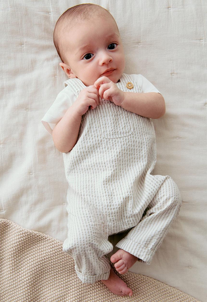 H&M - 2-piece cotton set - white/beige striped