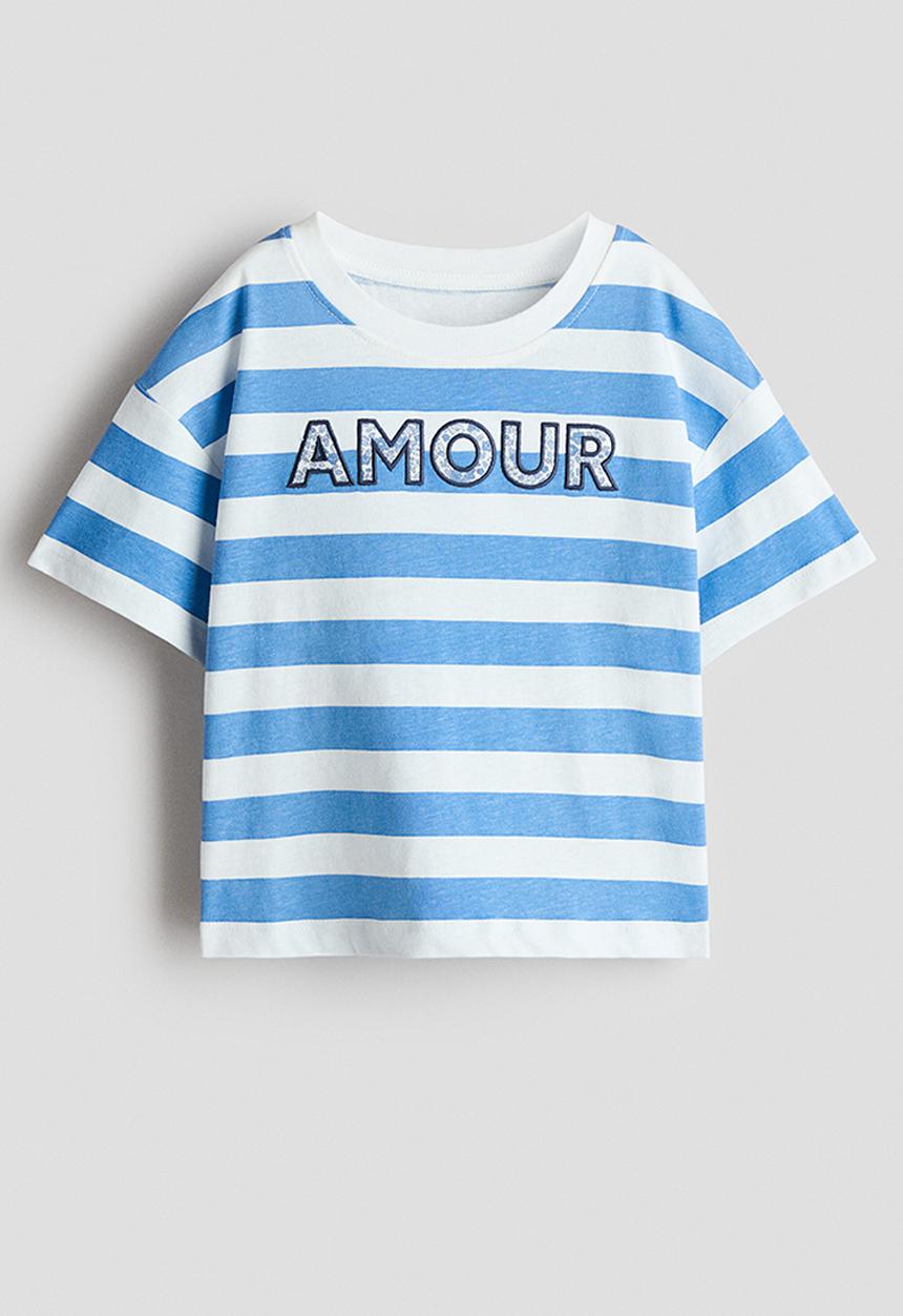 H&M - Embellished t-shirt - blue/amour