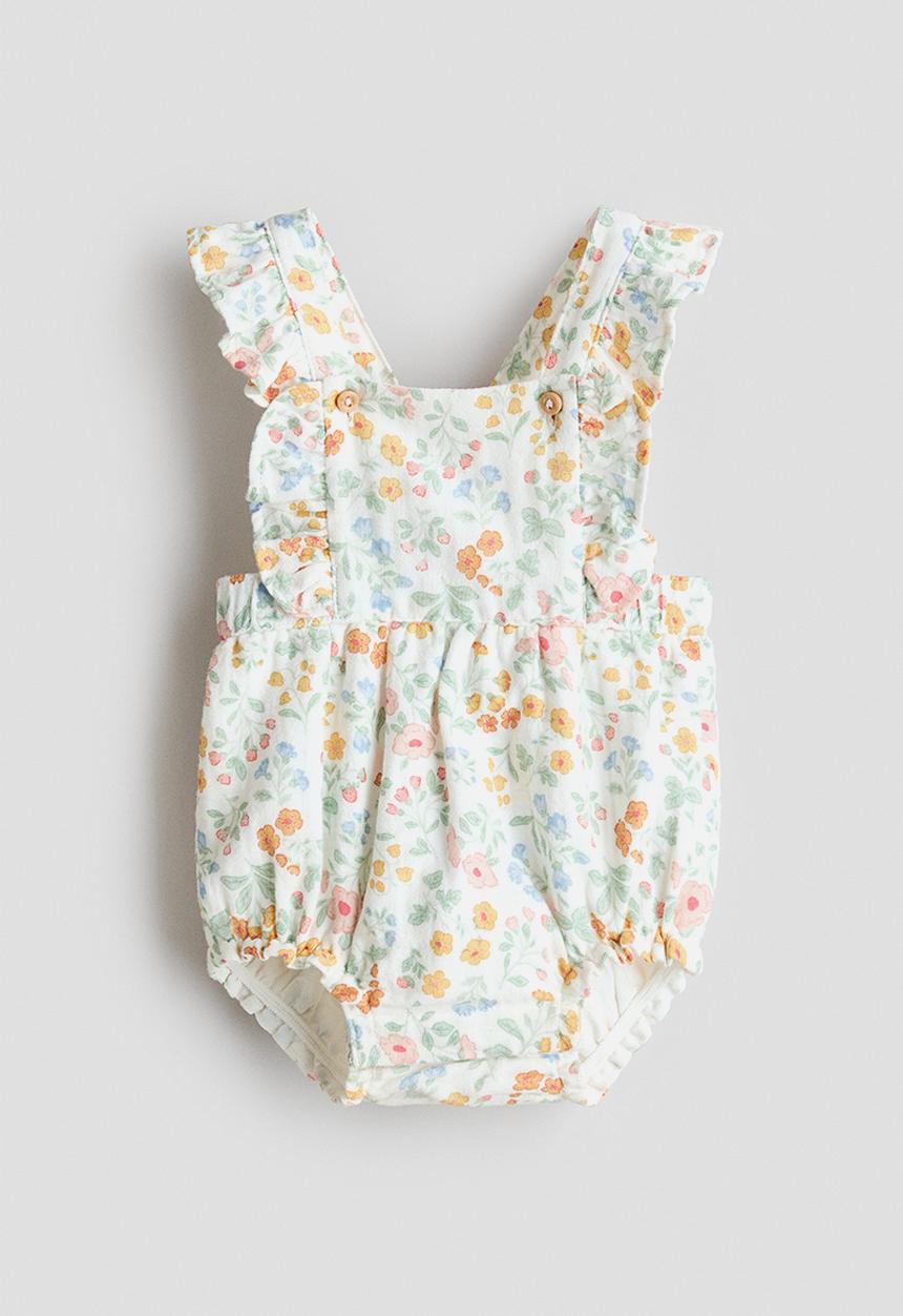 H&M - Cotton dungaree shorts - white/floral