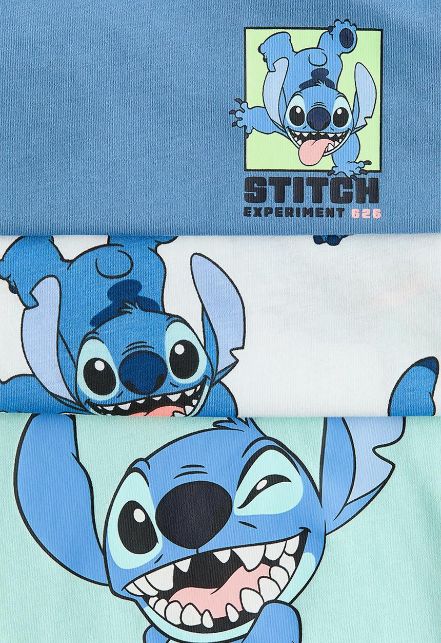 H&M - 3-pack printed t-shirts - blue/lilo & stitch