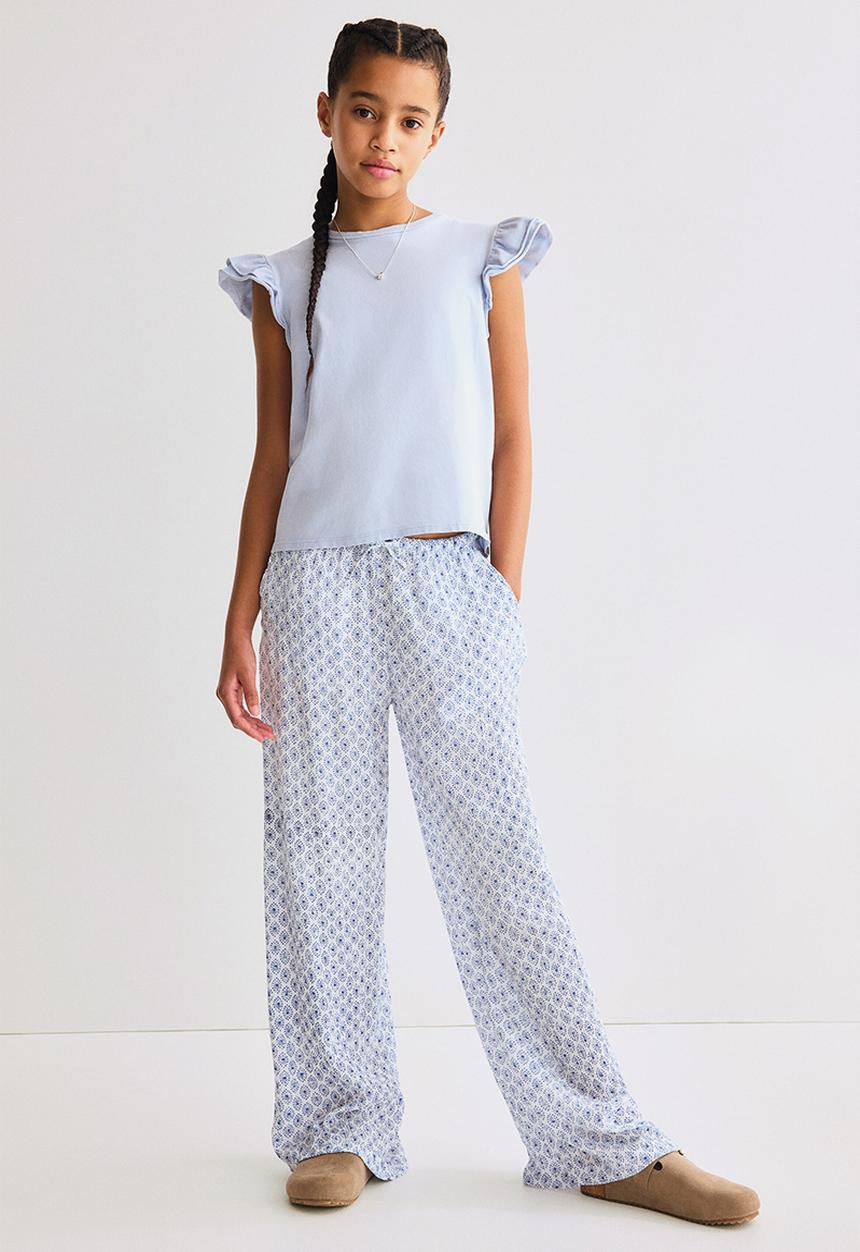 H&M - Pull-on trousers - white/blue patterned