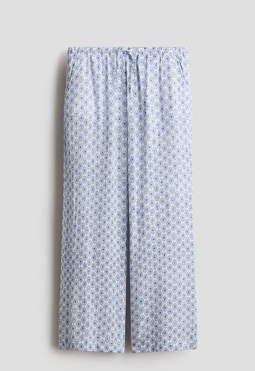 H&M - Pull-on trousers - white/blue patterned