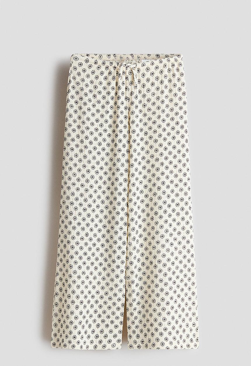 H&M - Textured jersey trousers - cream/patterned