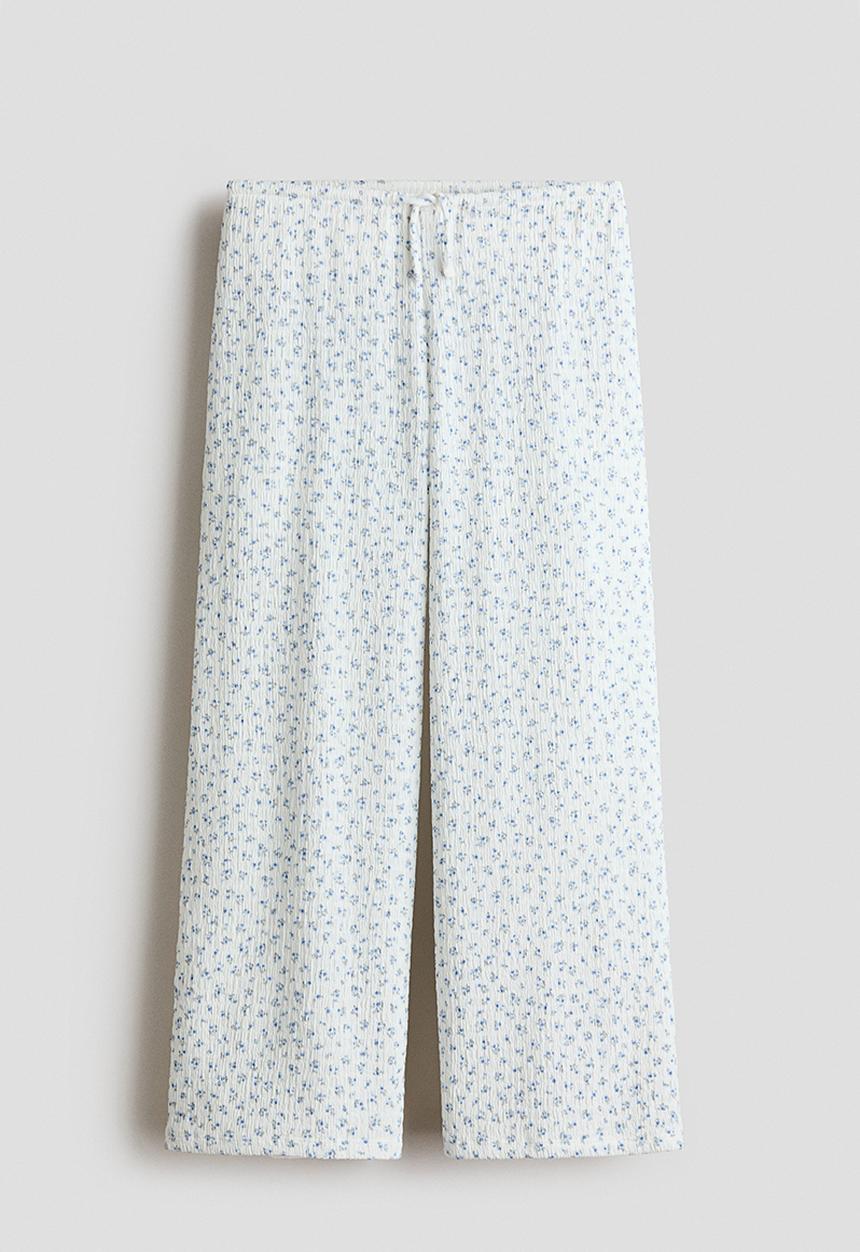 H&M - Textured jersey trousers - white/blue floral
