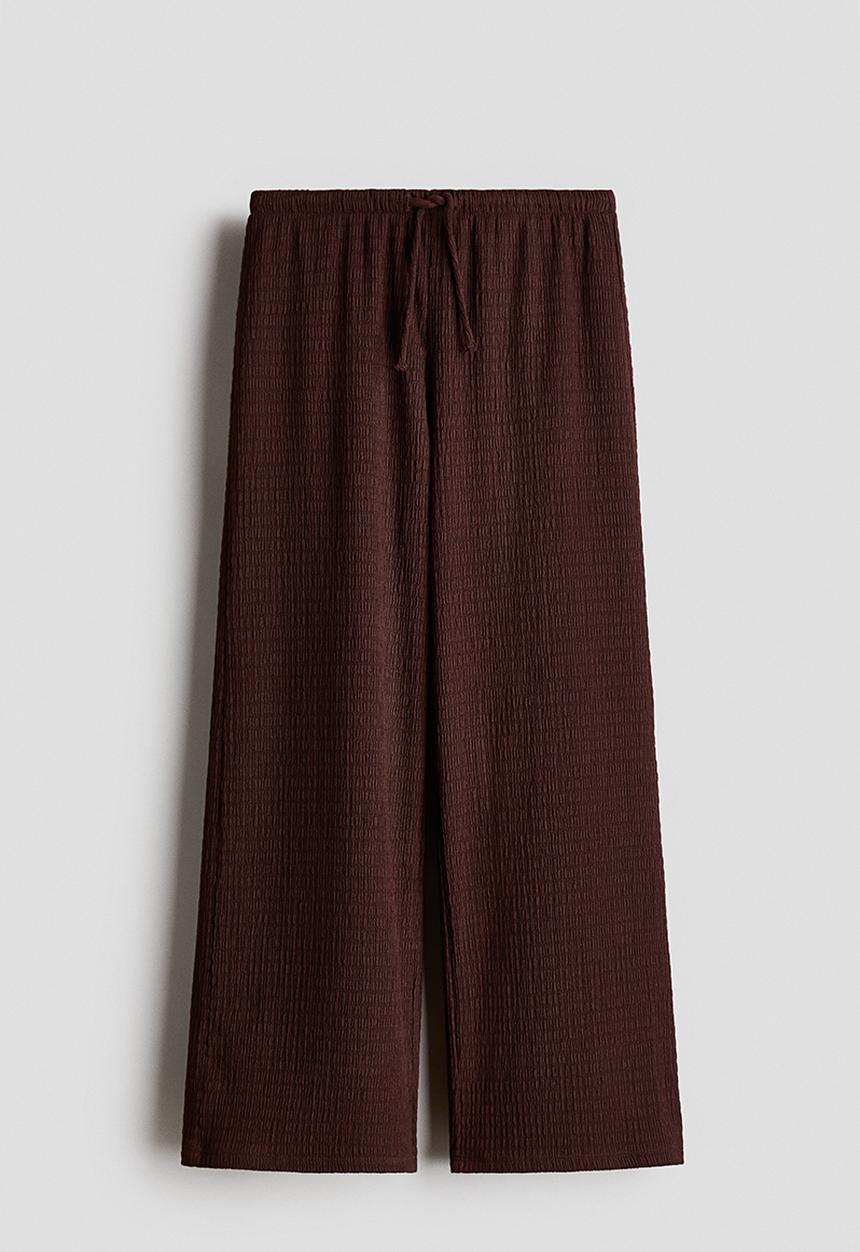 H&M - Textured jersey trousers - dark brown