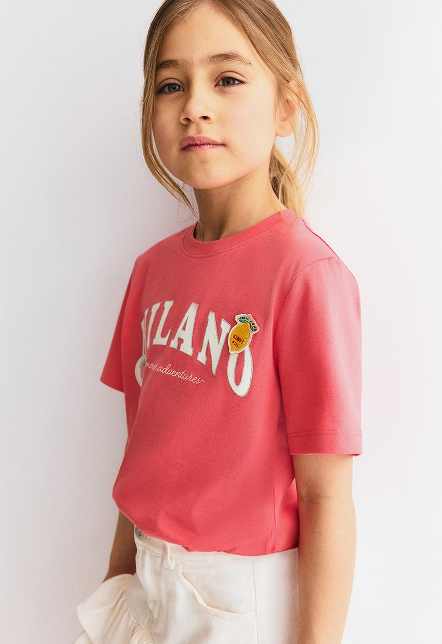 H&M - Motif-detail t-shirt - light red/milano