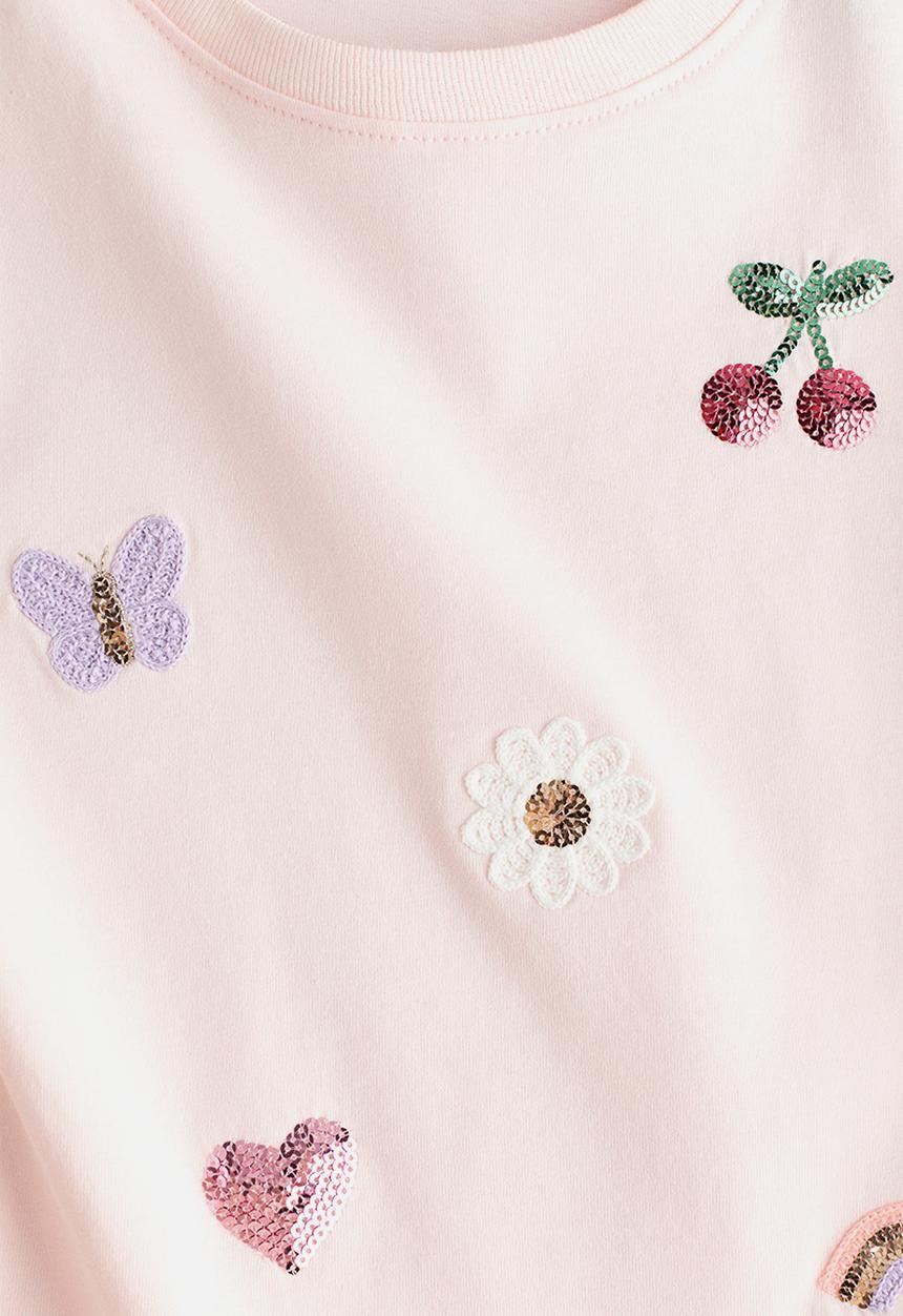 H&M - Motif-detail t-shirt - light pink/cherries