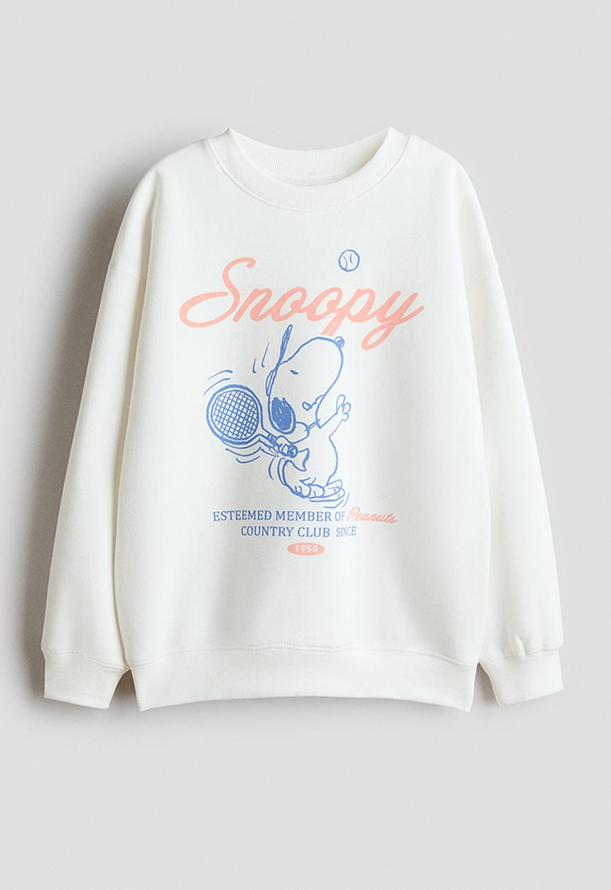 H&M - Oversized print-motif sweatshirt - white/snoopy