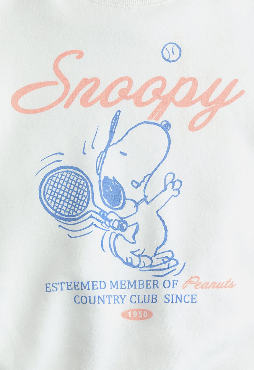H&M - Oversized print-motif sweatshirt - white/snoopy