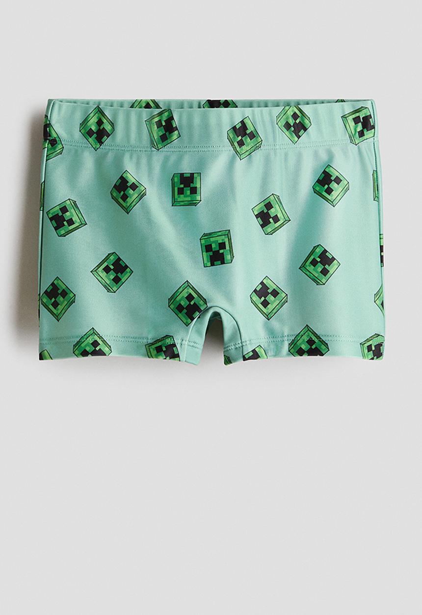 H&M - Printed swimming trunks - green/minecraft