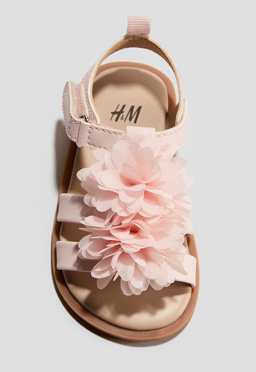 H&M - Appliquéd strappy sandals - light pink