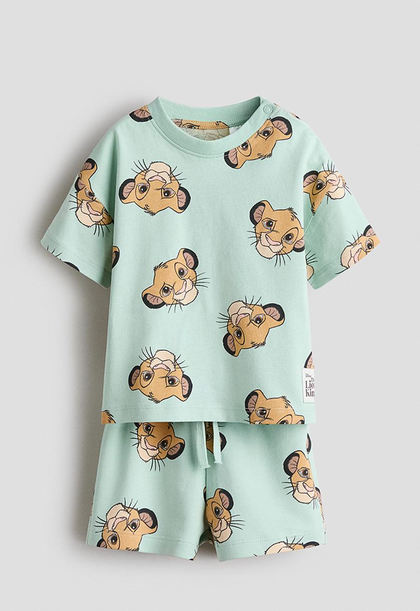 H&M - 2-piece printed set - mint green/the lion king