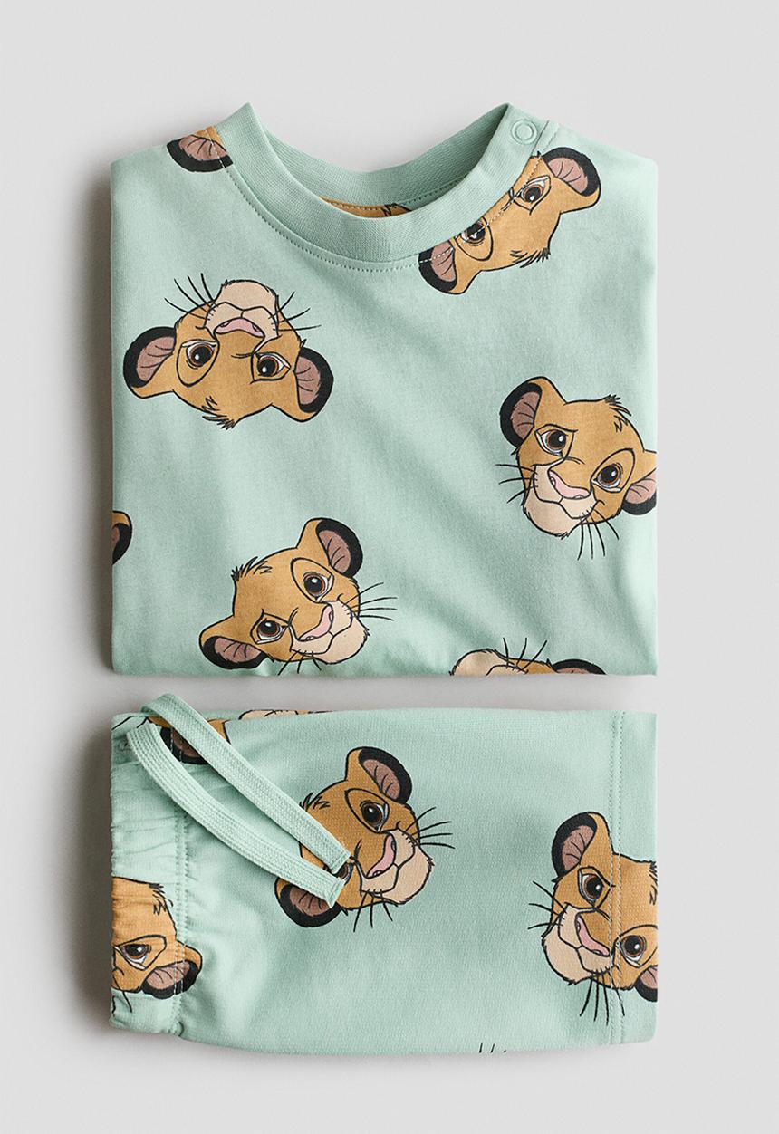 H&M - 2-piece printed set - mint green/the lion king