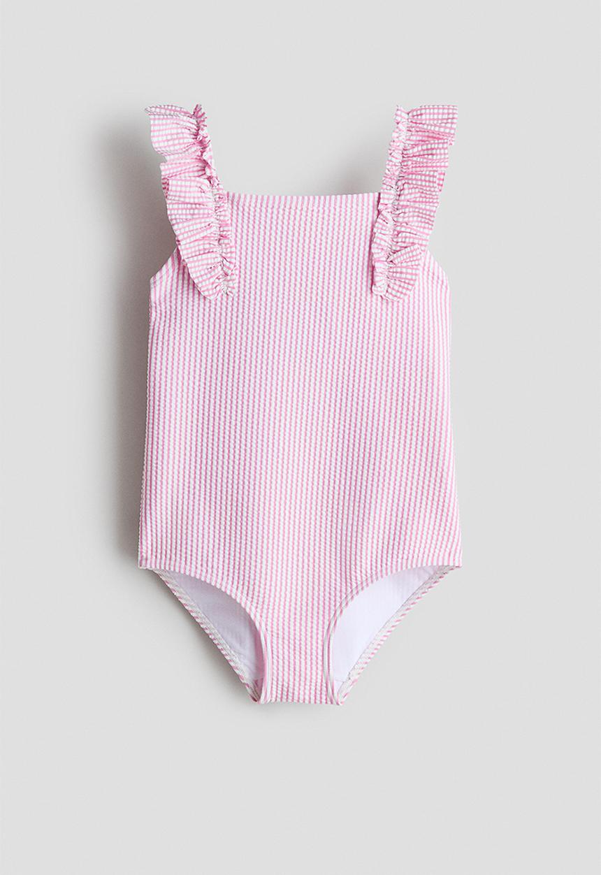 H&M - Frill-trimmed swimsuit - pink/striped