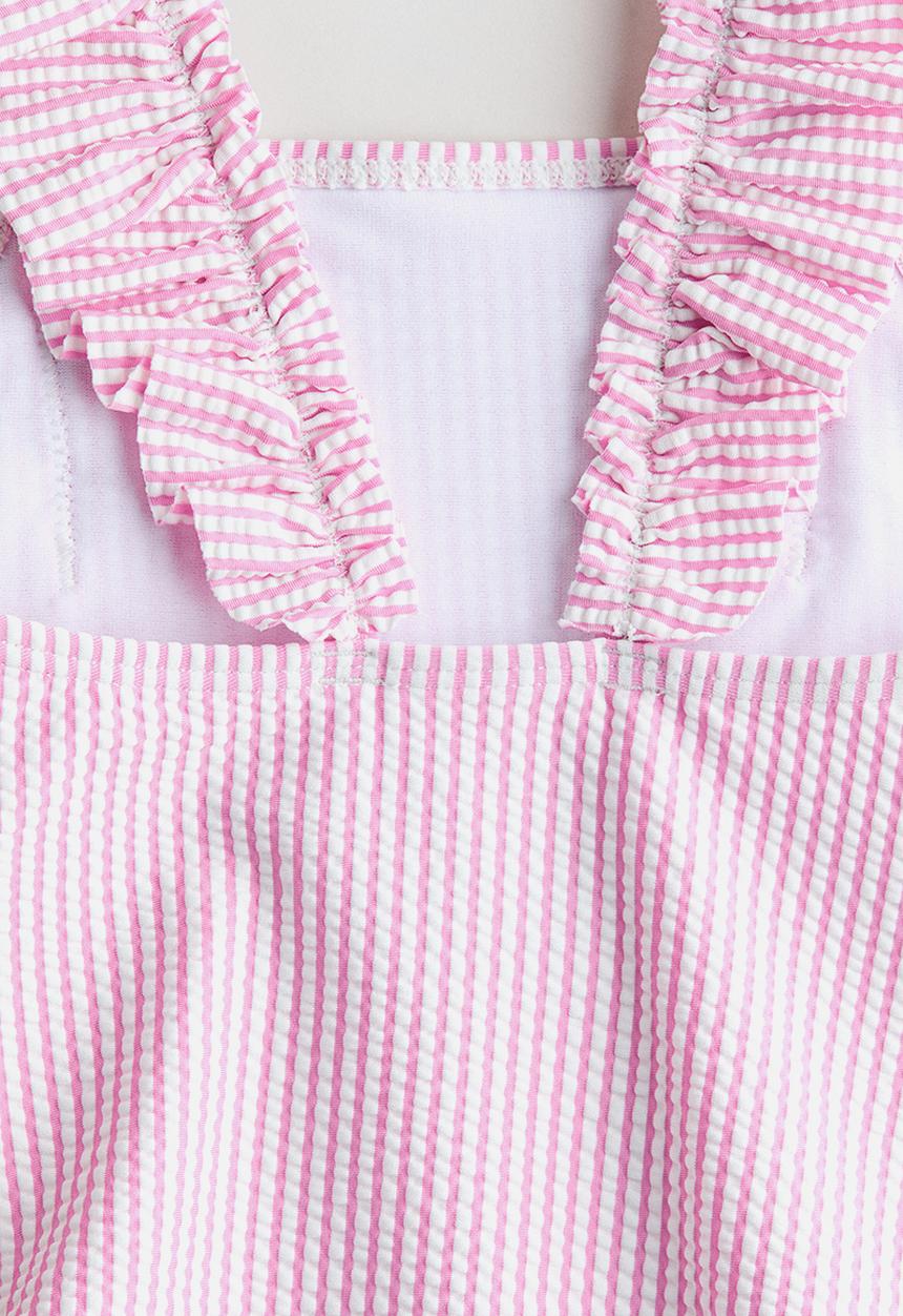 H&M - Frill-trimmed swimsuit - pink/striped