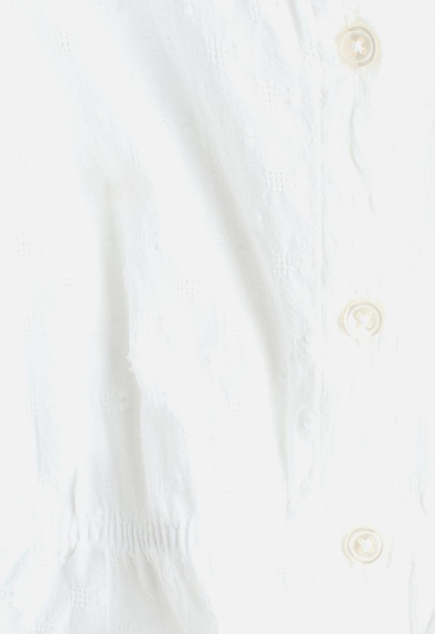 H&M - Puff-sleeved cotton seersucker blouse - white