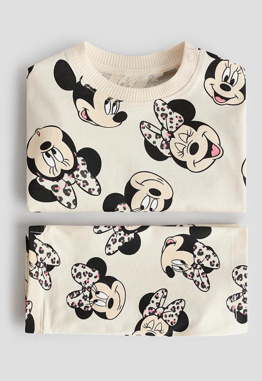 H&M - 2-piece printed cotton set - cream/minnie mouse