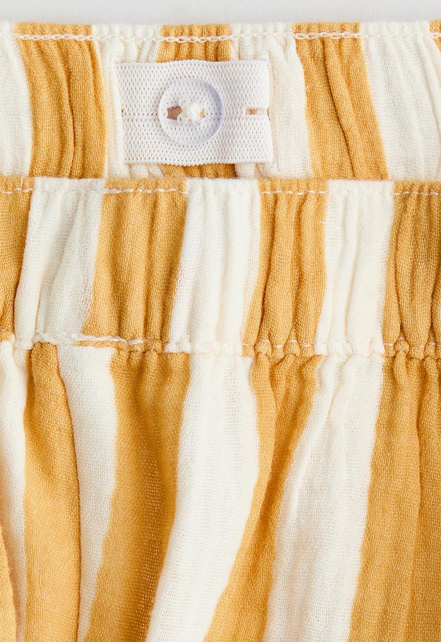 H&M - 2-piece cotton muslin set - white/yellow striped
