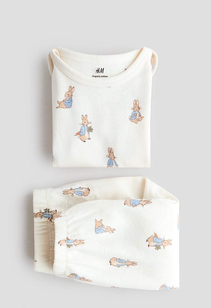 H&M - 2-piece printed cotton set - cream/peter rabbit