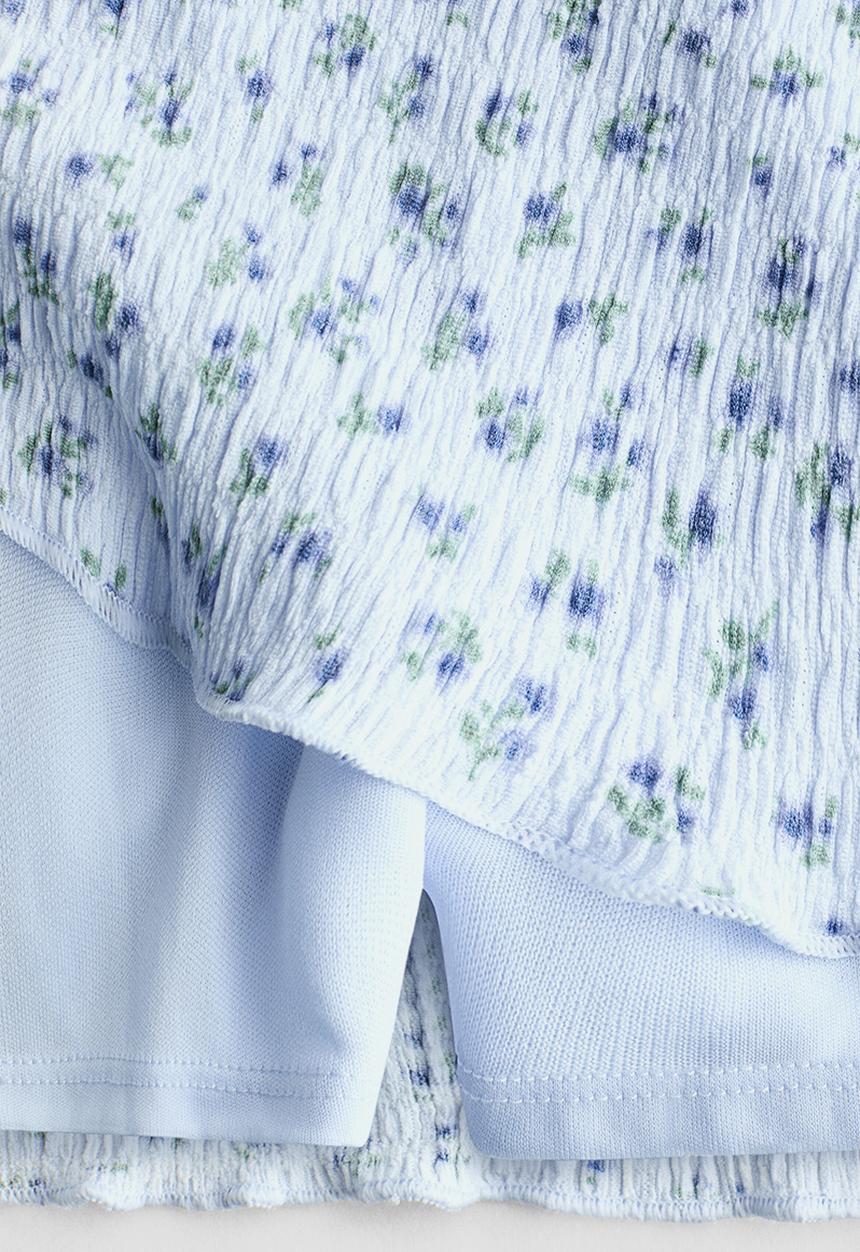 H&M - Patterned tiered skirt - light blue/floral