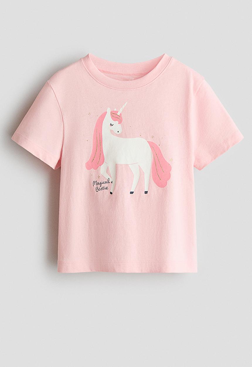 H&M - Printed t-shirt - light pink/unicorn