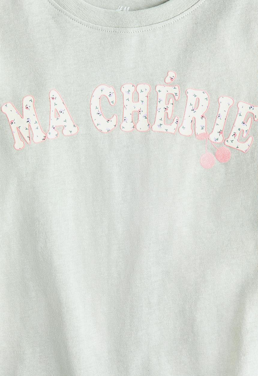 H&M - Printed t-shirt - light green/ma ch?rie