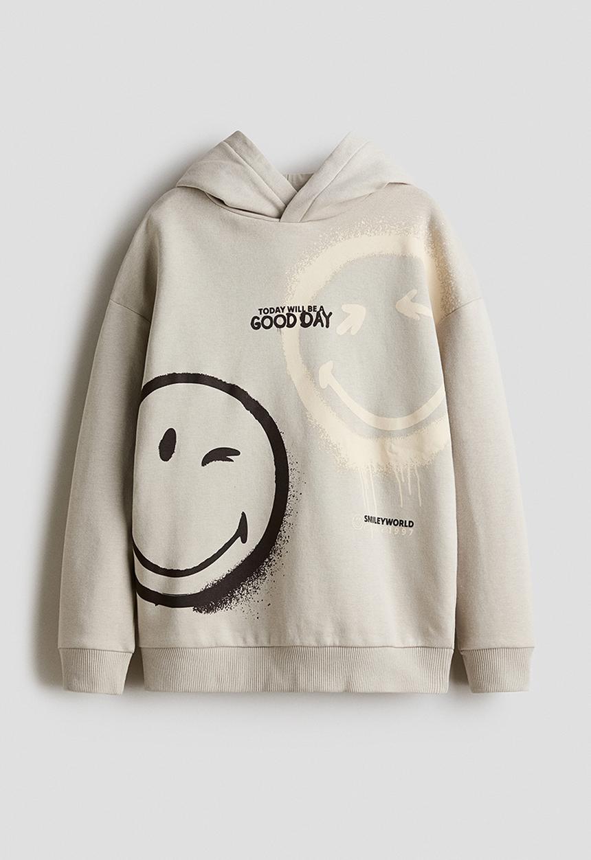 H&M - Print-motif hoodie - beige/smileyworld?
