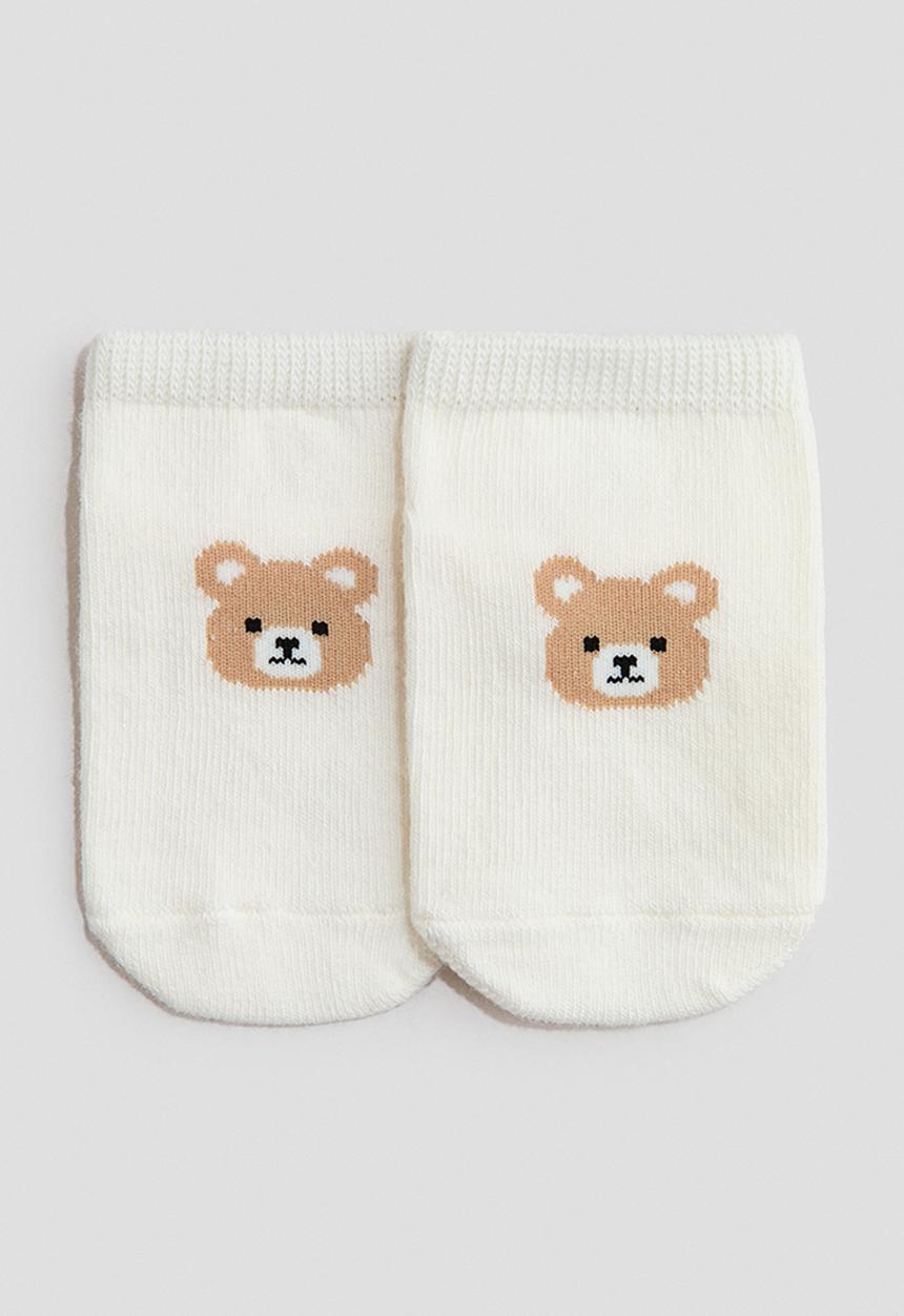 H&M - 4-pack shaftless socks - dusty blue/bears