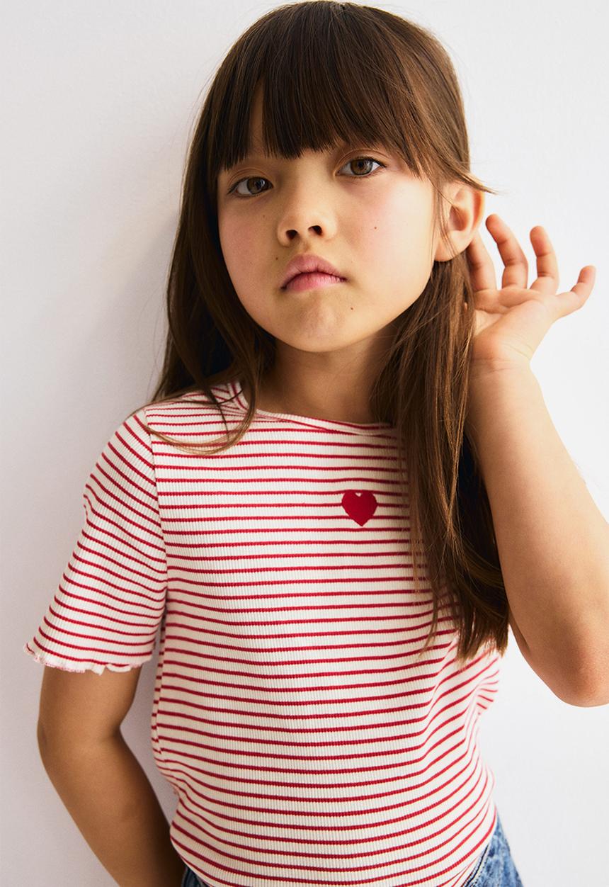 H&M - Ribbed top - white/red striped