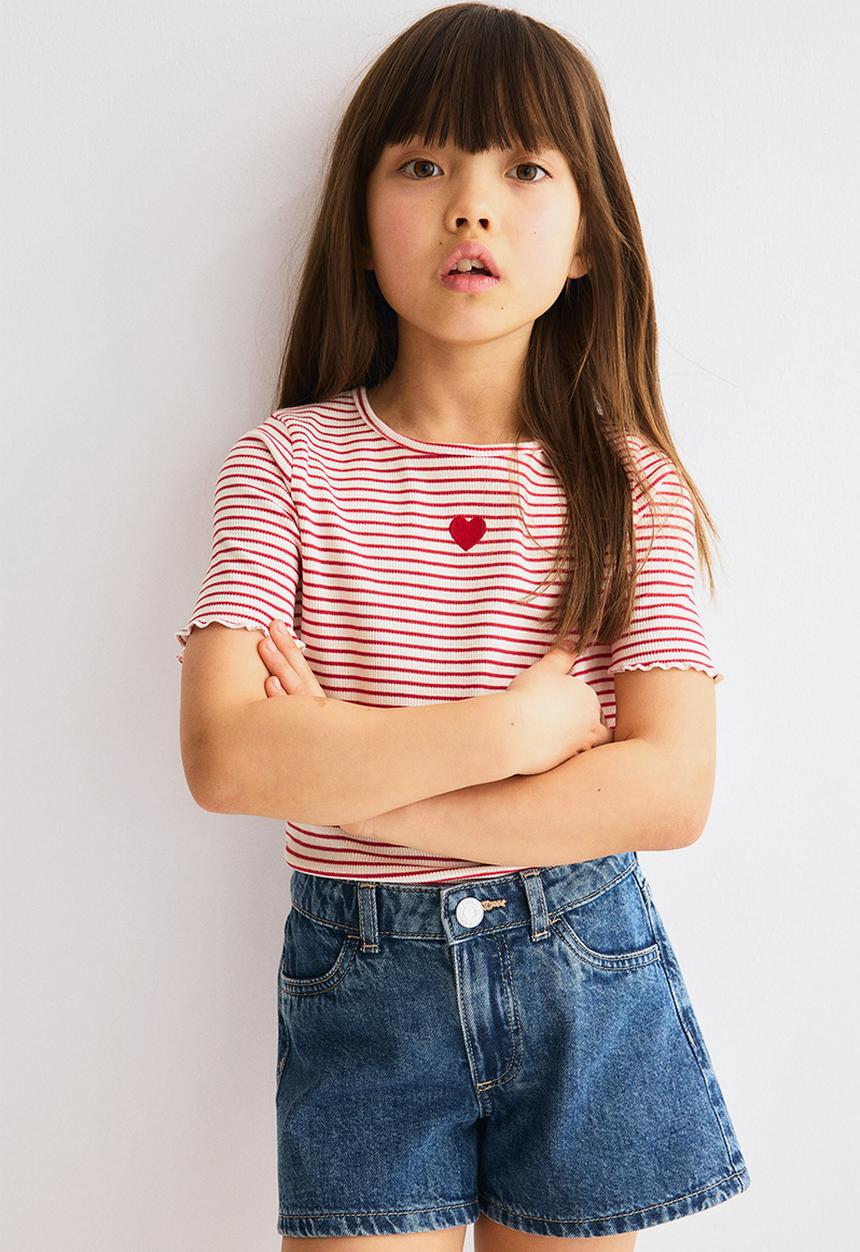 H&M - Ribbed top - white/red striped