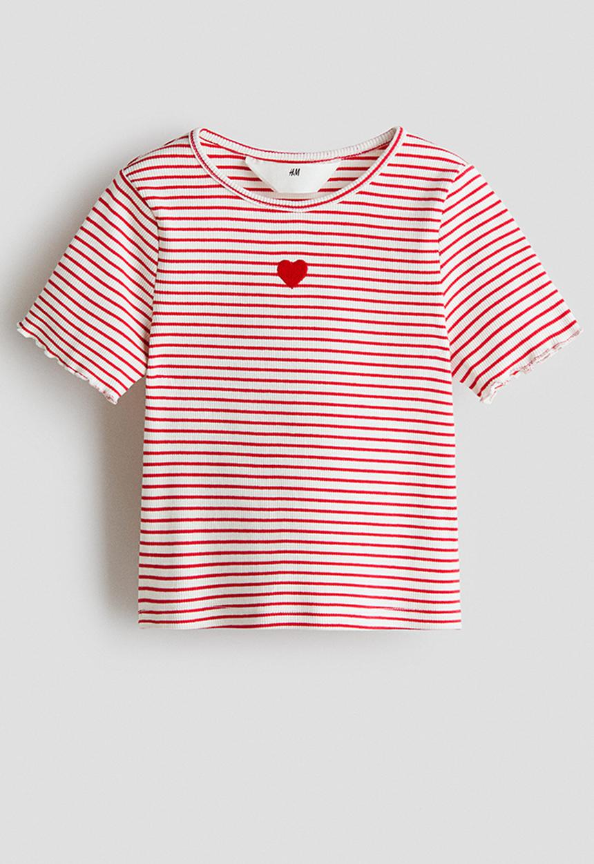 H&M - Ribbed top - white/red striped