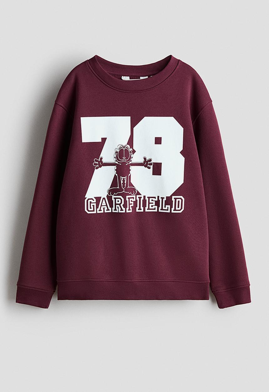 H&M - Printed sweatshirt - dark red/garfield