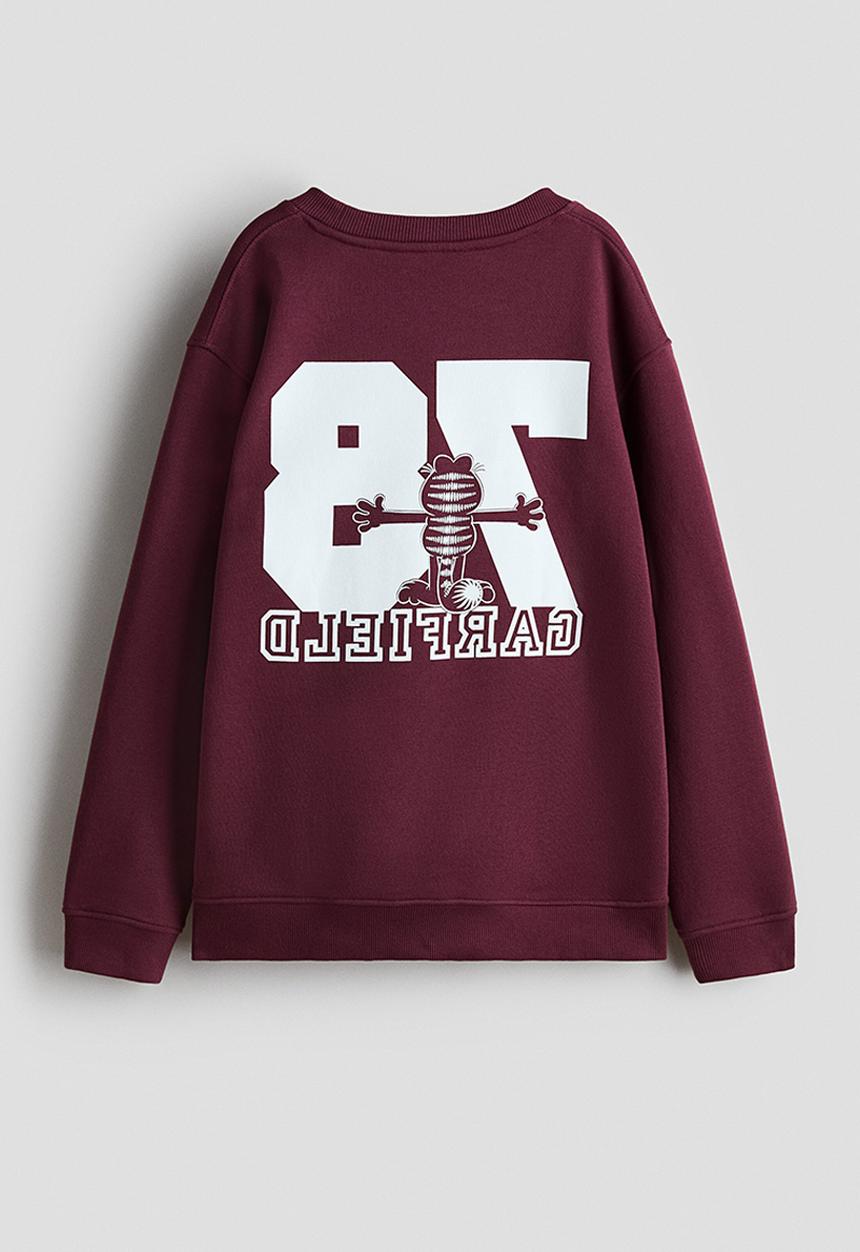 H&M - Printed sweatshirt - dark red/garfield