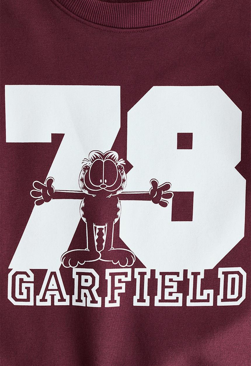 H&M - Printed sweatshirt - dark red/garfield