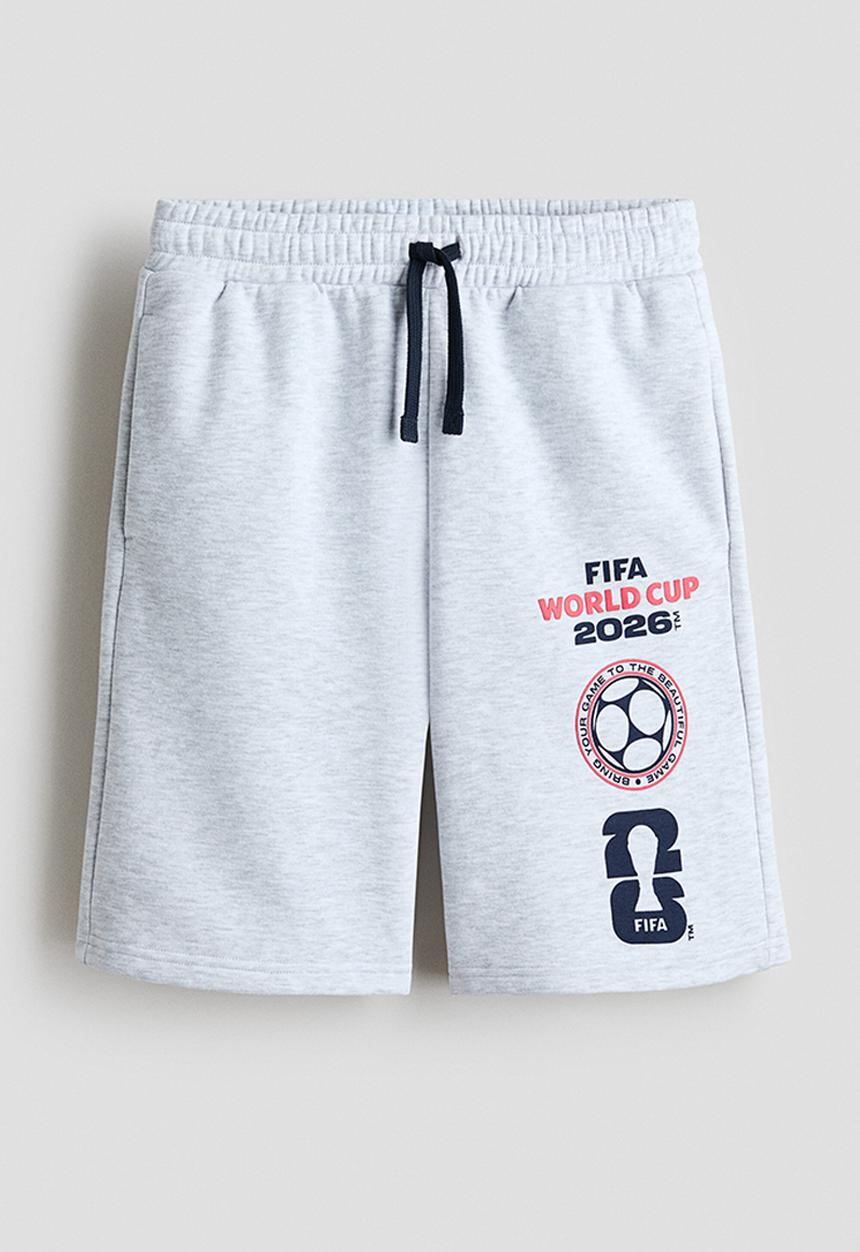 H&M - Printed sweatshorts - grey marl/fifa world cup 2026?