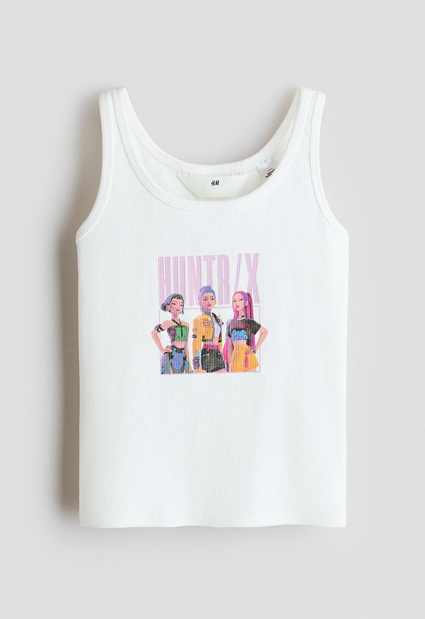 H&M - Print-motif vest top - white/kpop demon hunters