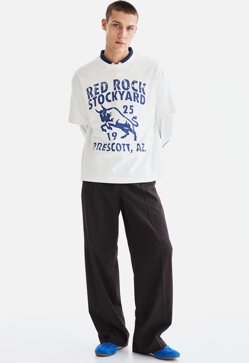 H&M - Relaxed fit printed t-shirt - white/red rock