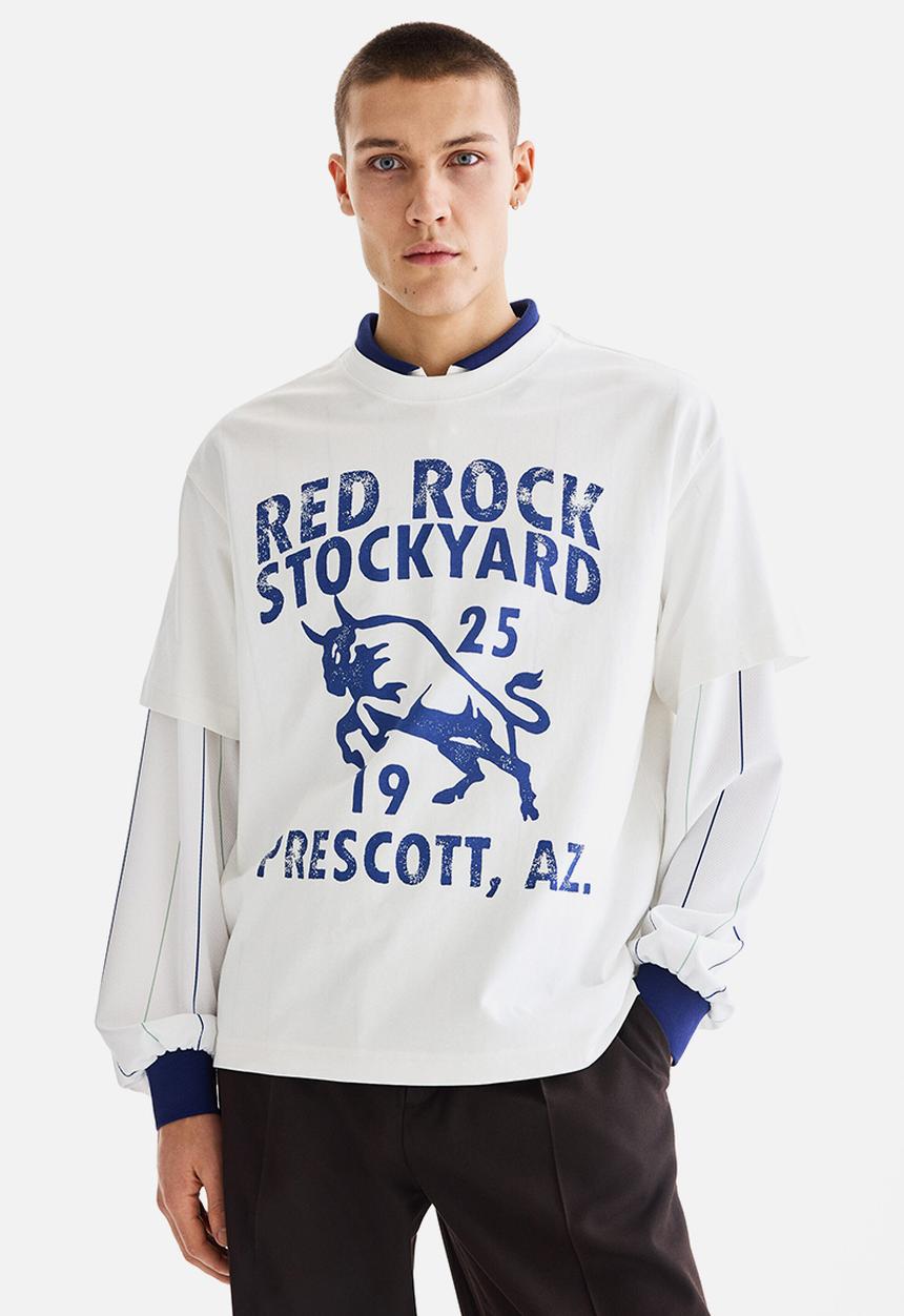 H&M - Relaxed fit printed t-shirt - white/red rock