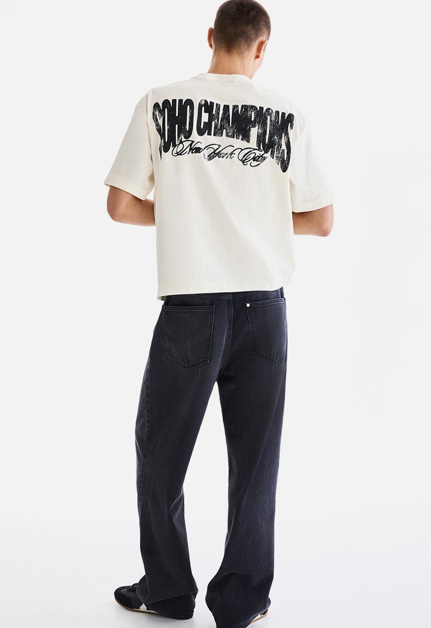 H&M - Loose fit printed t-shirt - white/soho champions