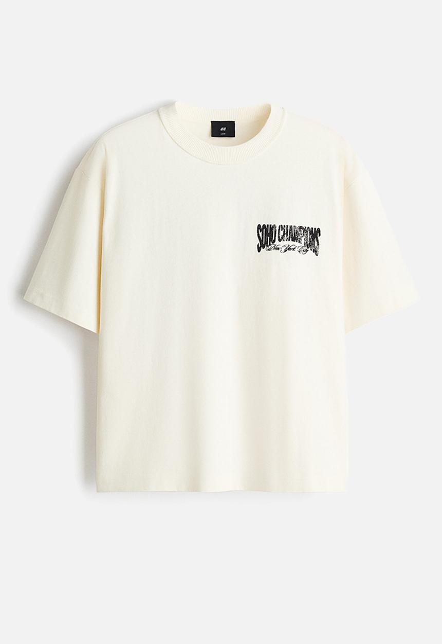 H&M - Loose fit printed t-shirt - white/soho champions